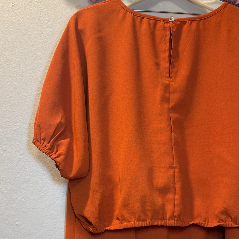 Women's Orange Elastic-Hem Jumpsuit - Picture 4 of 10